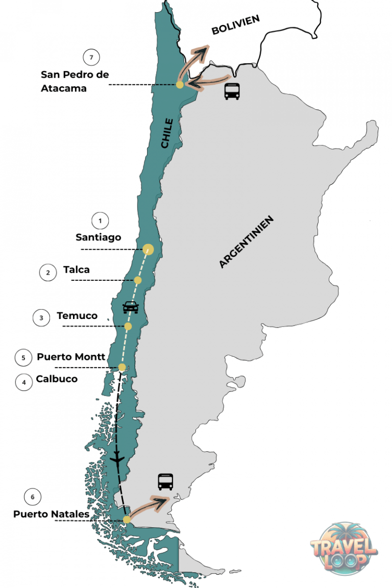 Chile Reiseroute 4 Wochen