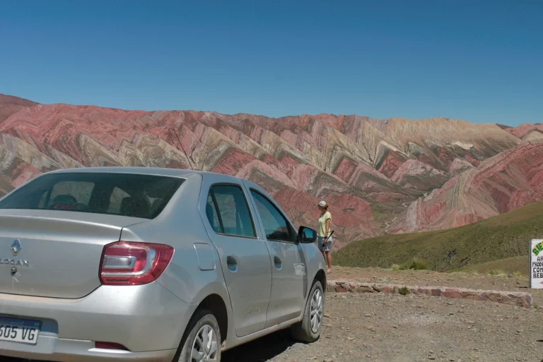 Nahaufnahme der geologischen Schichten des Hornocal bei Humahuaca.