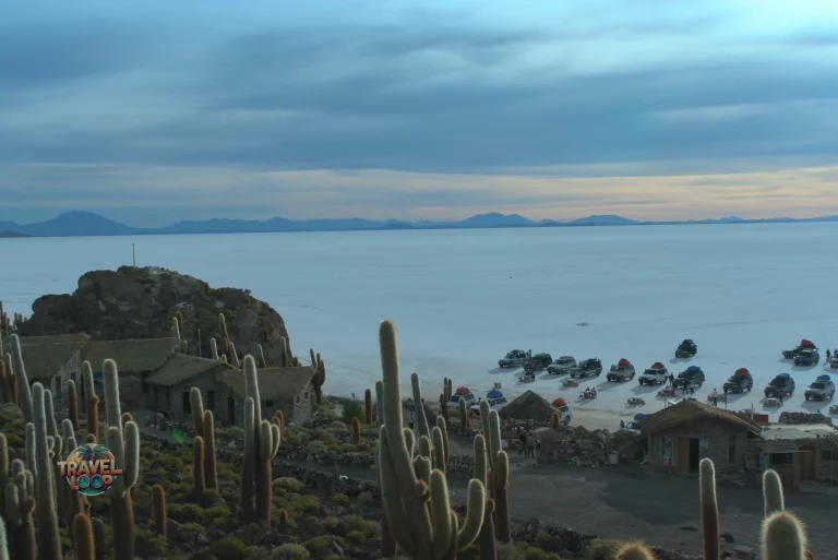 Salar de Uyuni Insel Incahuasi Sonnenuntergang